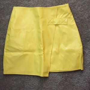 Yellow Snake Skin Mini Skirt